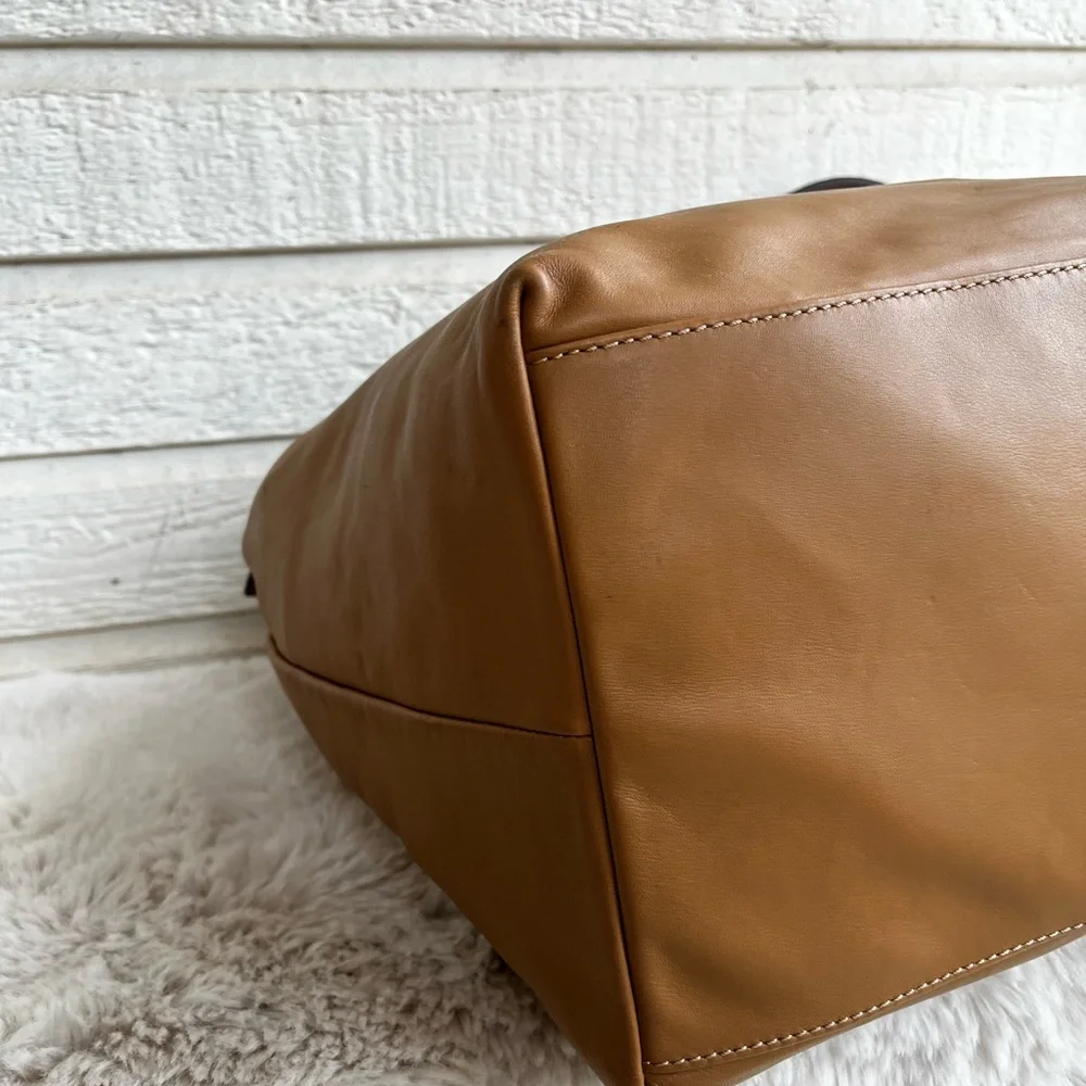 DOONEY & BOURKE Tan XL Tasha Drawstring Bucket Nag Shoulder Tote Sorrento Dillen - Picture 9 of 12